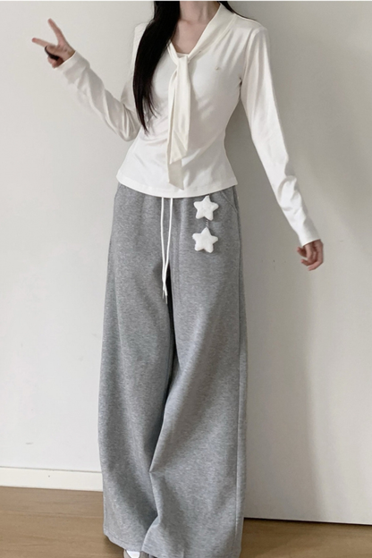 マルチカラーボタンリボントップス