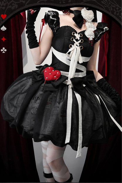 【9月3日予約締切】Gothic Fantasy Ribbon Choker with Playing Card and Bead Motif