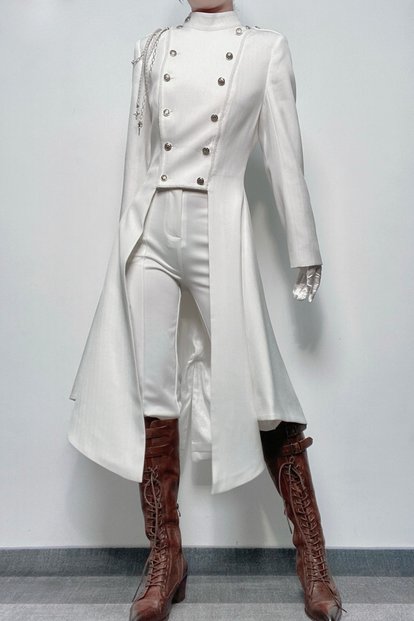 【12月29日予約締切】エターナルナイトプリンスダブルブレストゴシックロングテールコート＋ショルダーチェーンアクセサリー