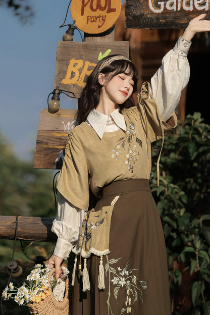 Forever Island Yellow Fruit Shirt + Skirt + Outerwear