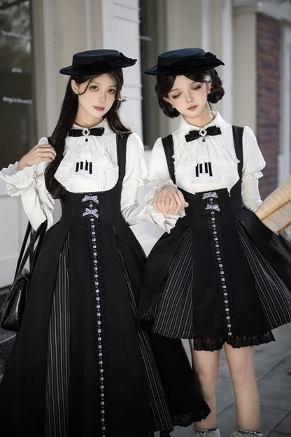 Six Sweet Lolita Flare Jumper Skirt + Top + Hat + Ribbon + Collar