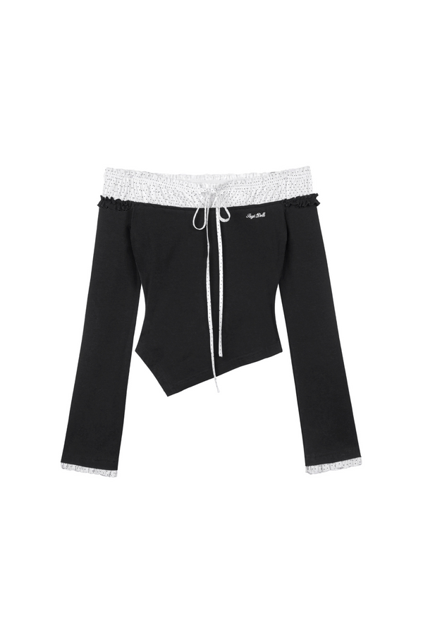 Off-the-shoulder polka dot top