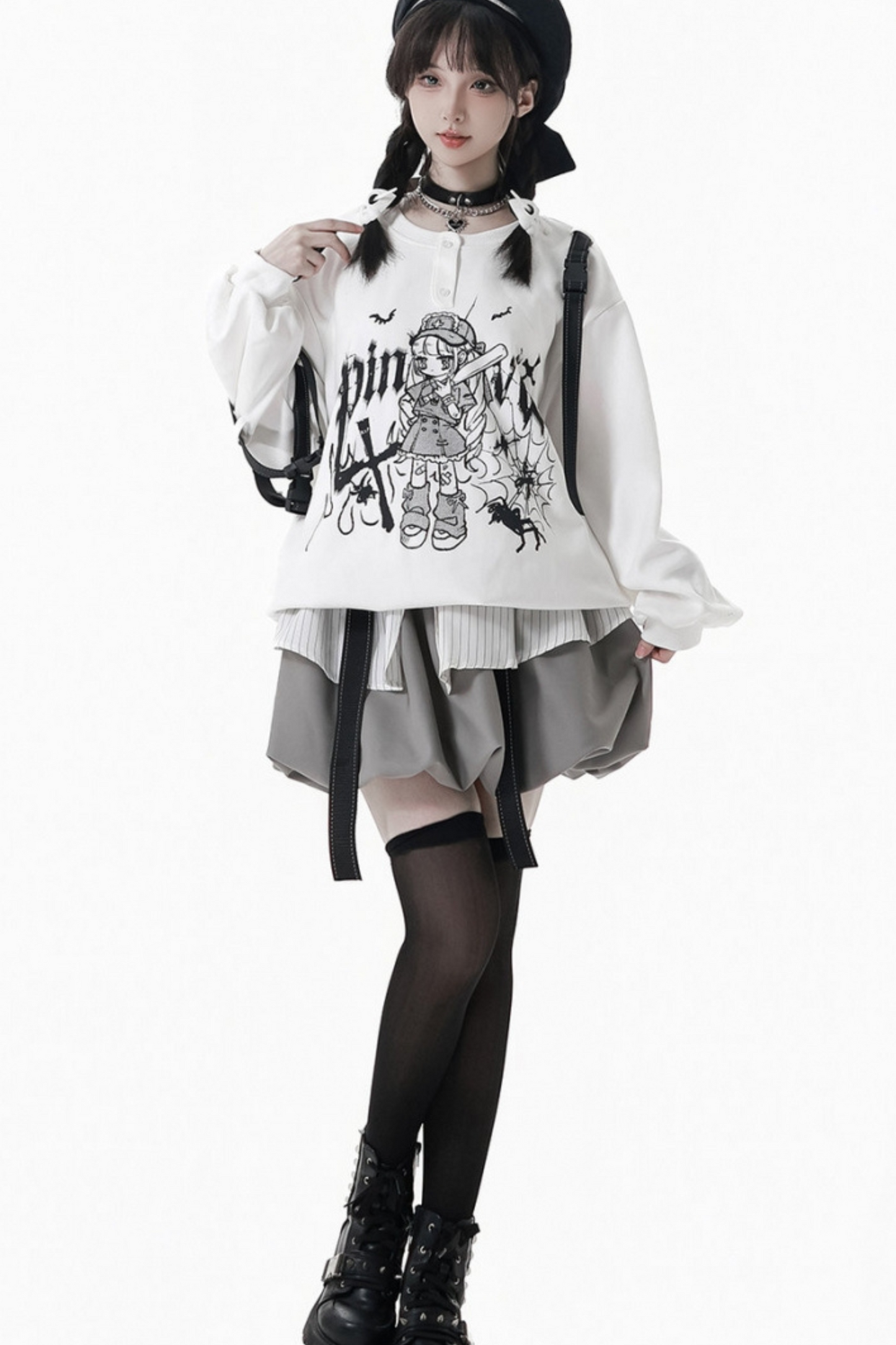 ダークグラフィティスウェット+スカート