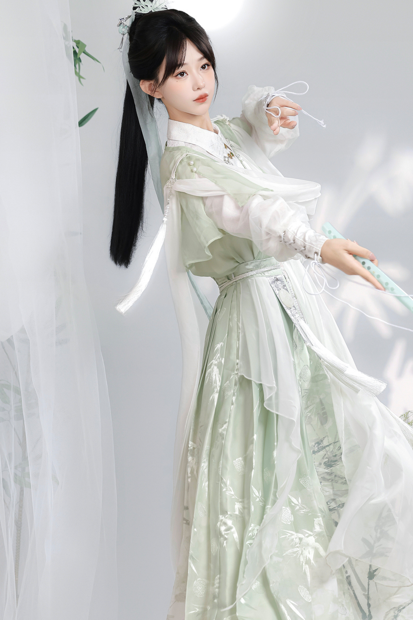 Forest Roman China Top + Outerwear + Skirt