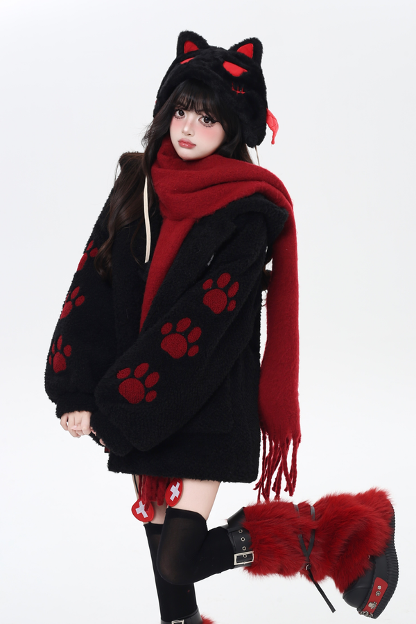 Cat lamb wool cotton jacket