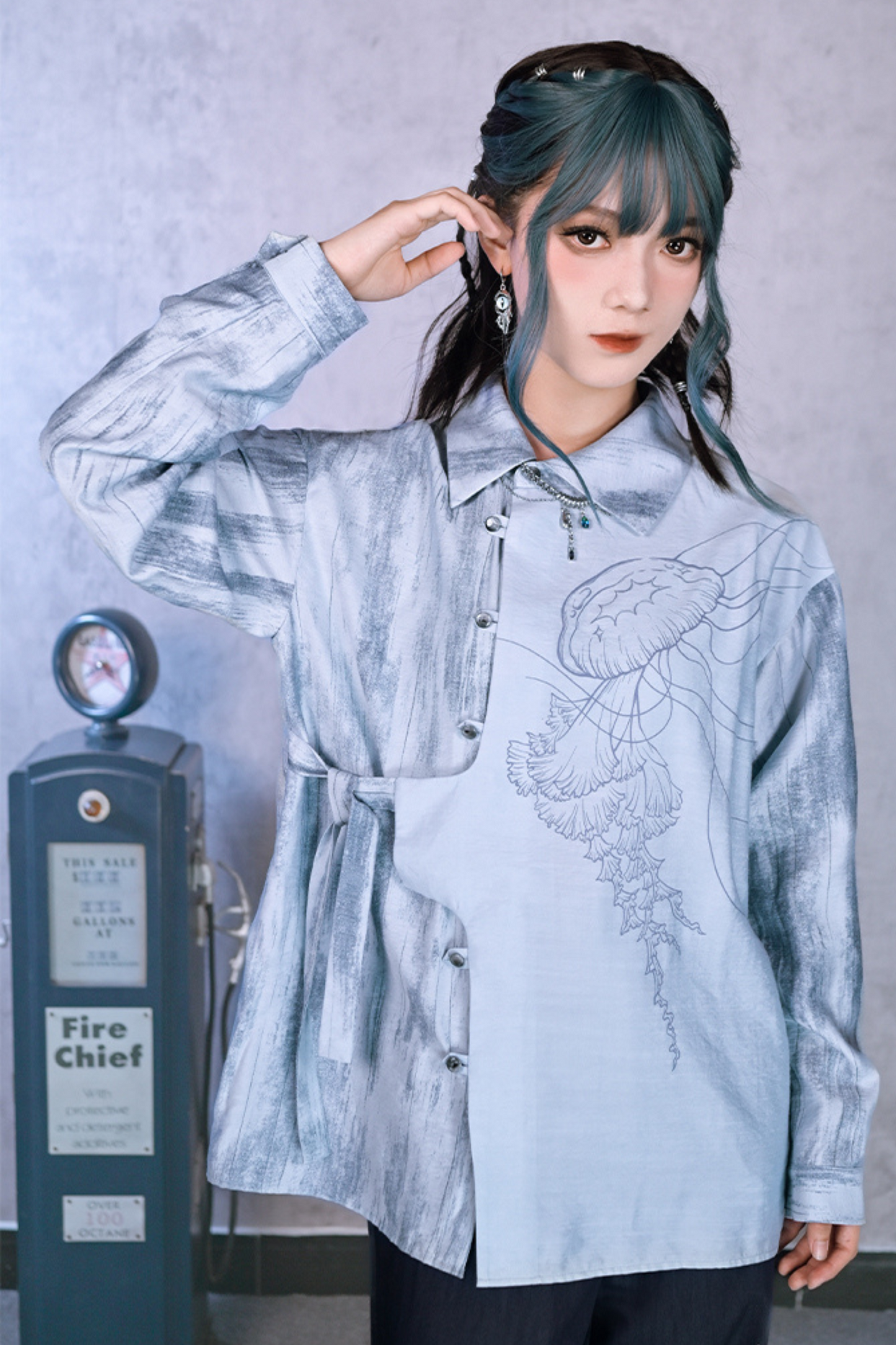 Asymmetrical Chinese design shirt