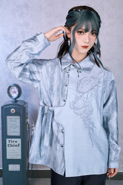 Asymmetrical Chinese design shirt