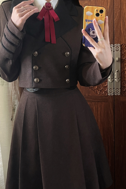 ロシアンレトロカレッジジャケット＋シャツ＋ガードル＋リボン＋スカート
