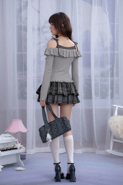 キュートチェックドットケーキスカート(インナーパンツ付き)