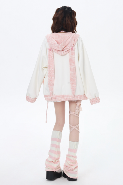 Sweet Milky Bunny Ear Hooded Jacket