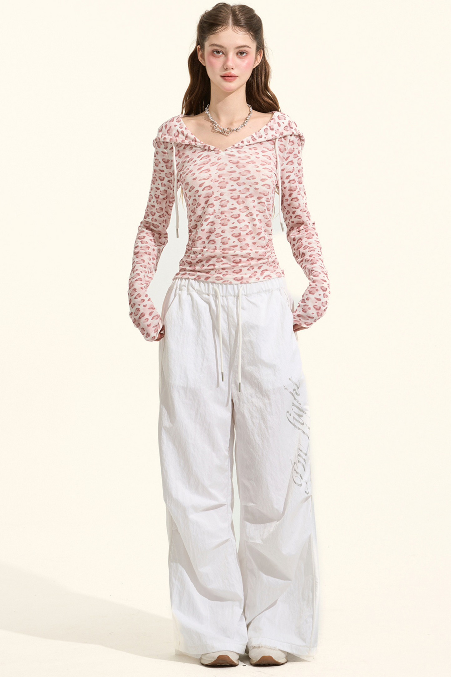 スイートレオパードフードトップス