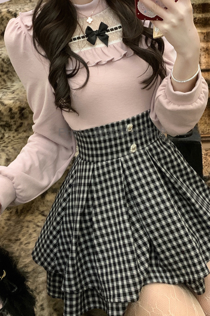 Sweet Graphic Check Dress