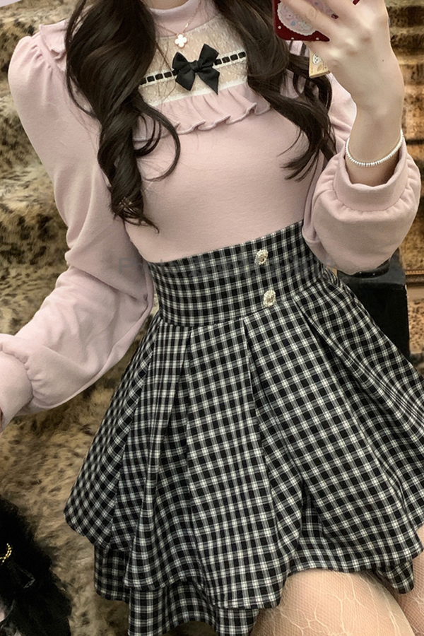 Sweet Graphic Check Dress