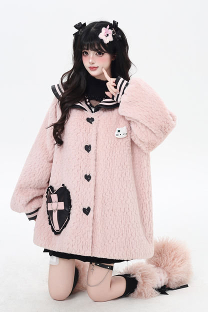 Sweet Cool Navy Collar Lantern Sleeve Jacket