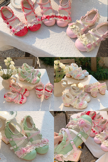 ストロベリーロリータメリージェーンシューズ