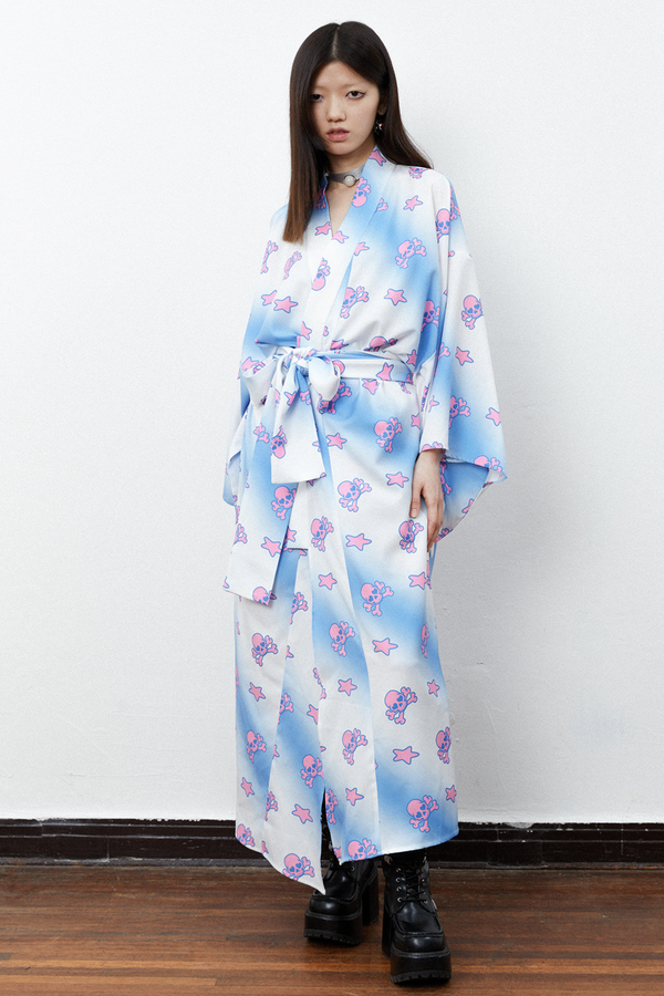 スカルデザインサブカル浴衣+帯