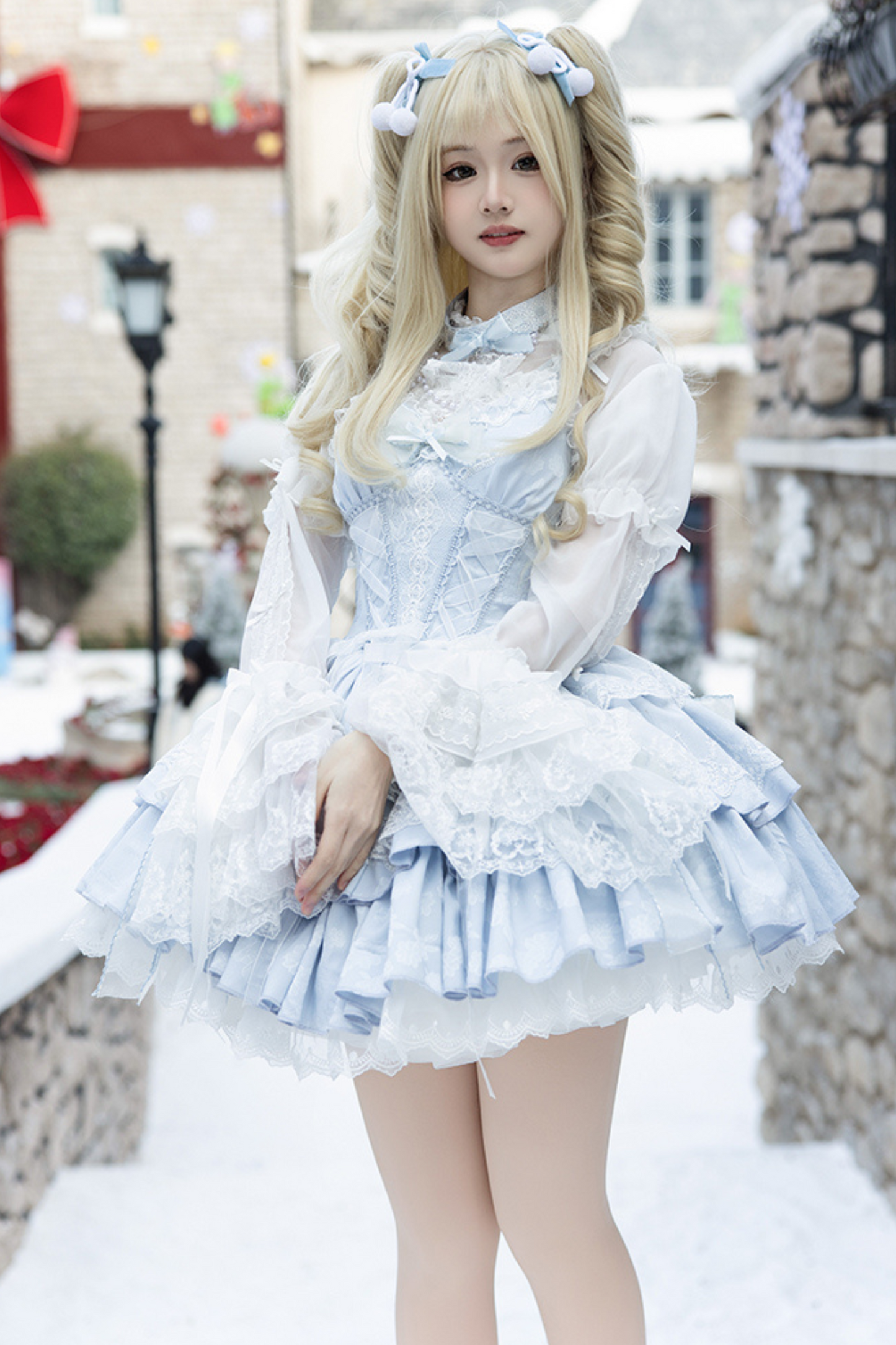 ポリールーバレエフランネルレースリボンロリータドレス