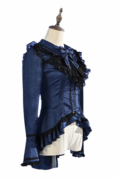 Spider Web Gothic Lace Ribbon Shirt