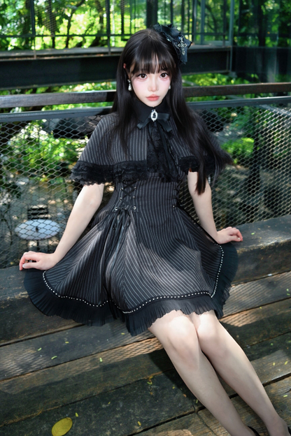 French Stripe Cape Dress