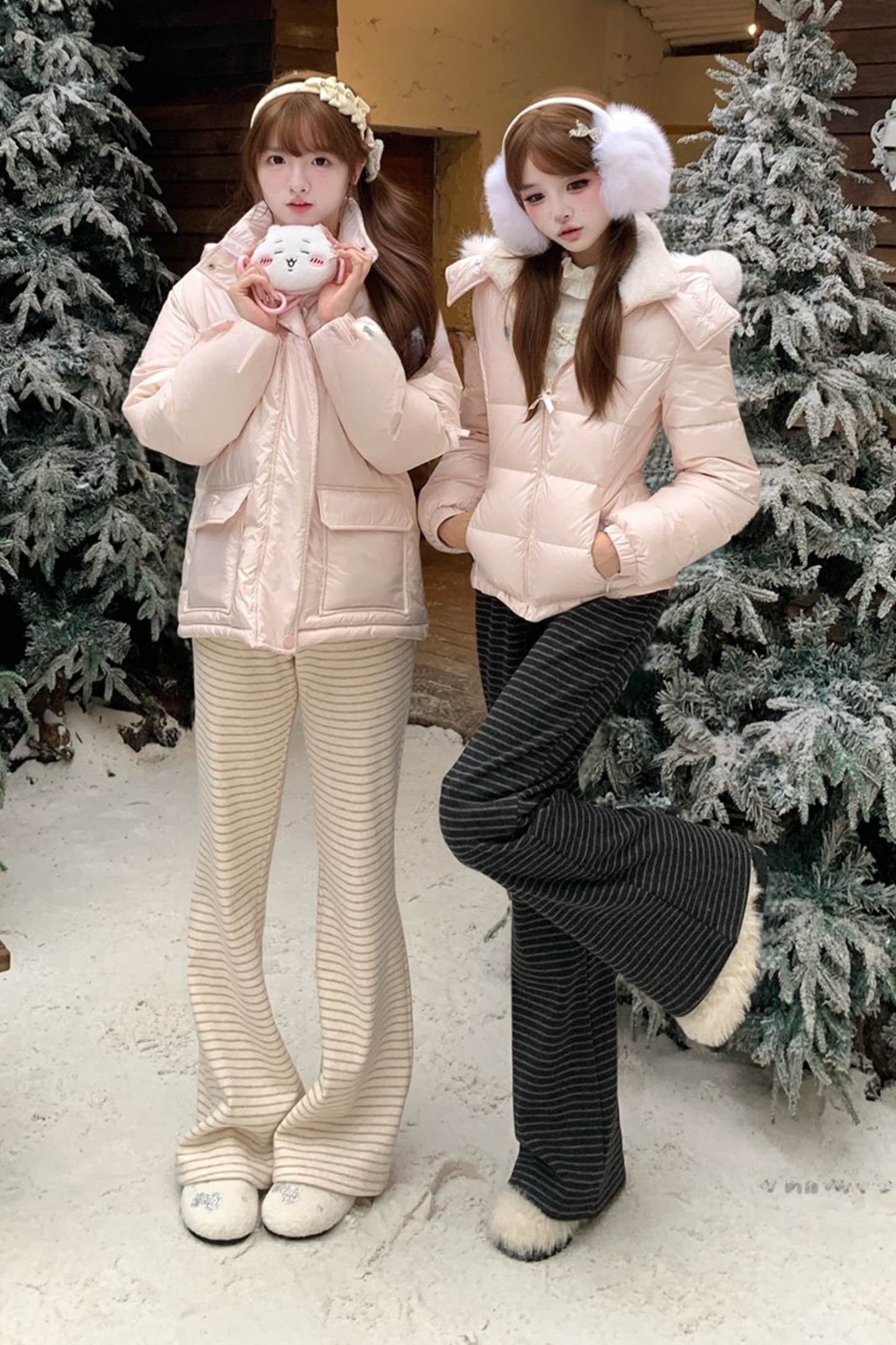 ファーフードダウンジャケット