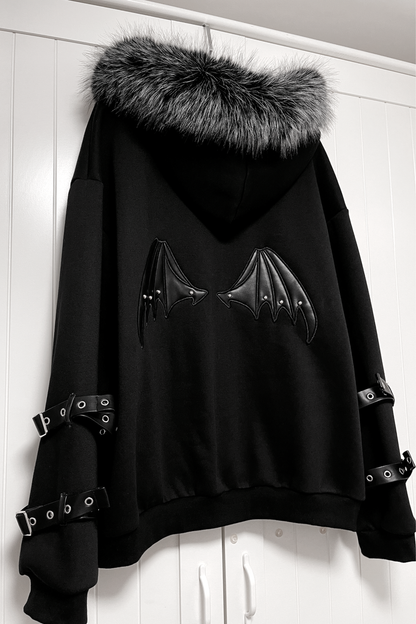 ゴシックリトルデビルポイントレザーフードパーカー