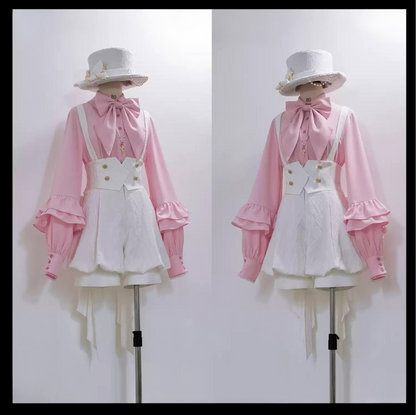 Retro Elegant Prince Shirt + Suspender Shorts