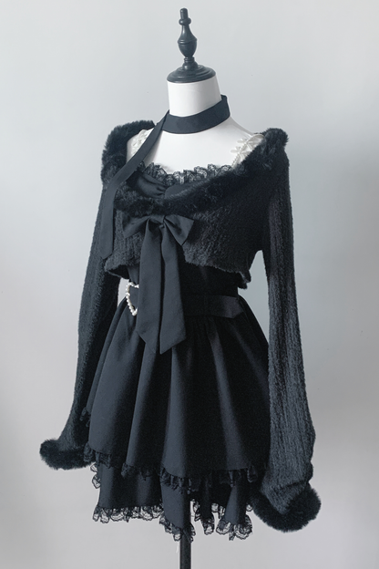 地雷サスペンダー スカート+ ショートカーディガン