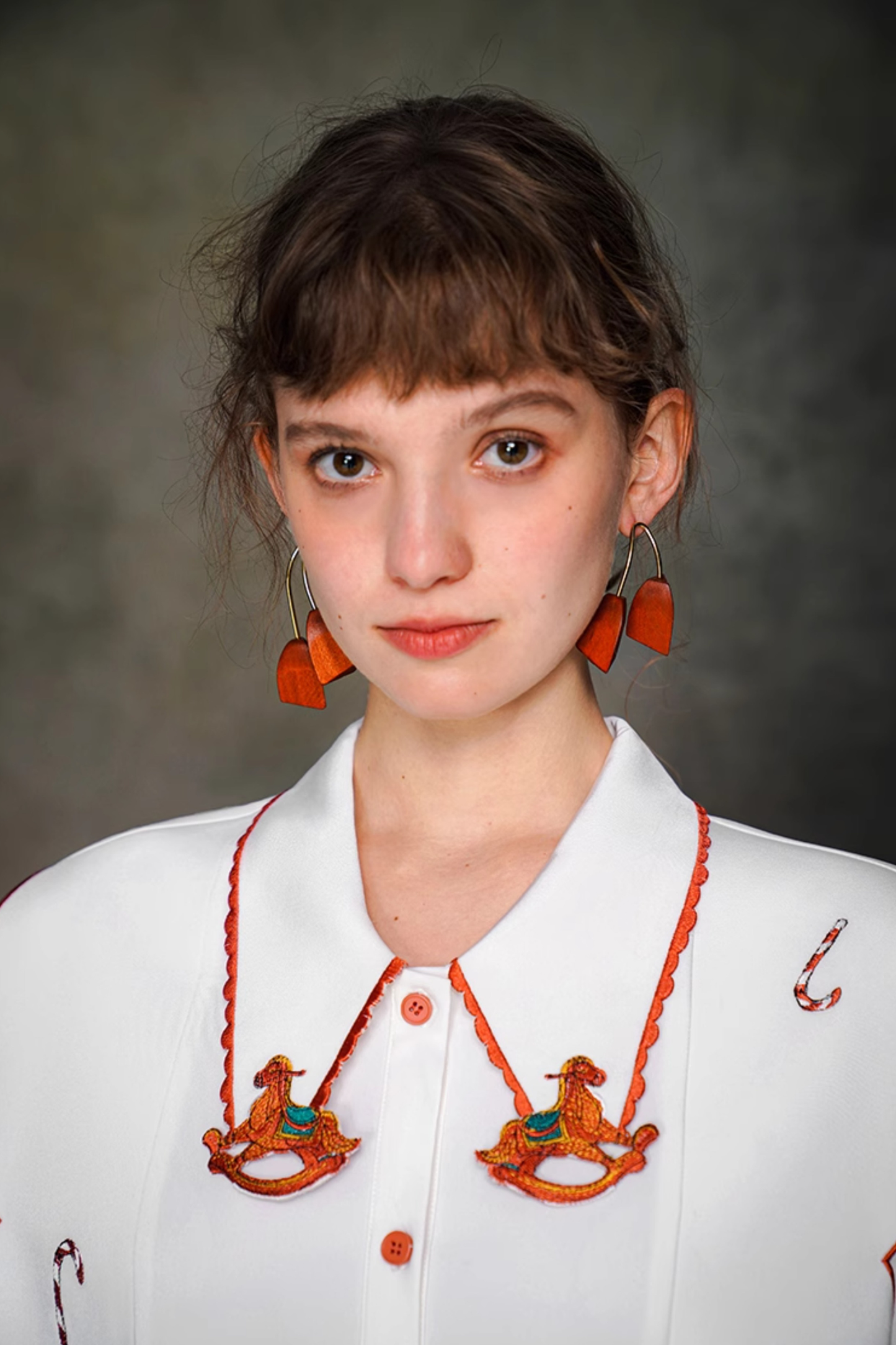 ステッチレトロコントラストホワイトシャツ