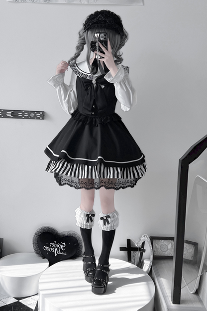 Dark Light Sailor Top + Lace Little Black Skirt