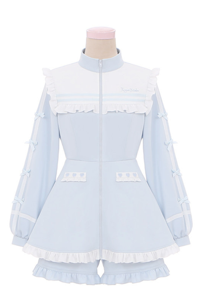 Aqua-Spitze-Jerseykleid + Kurze Hose + Haarband