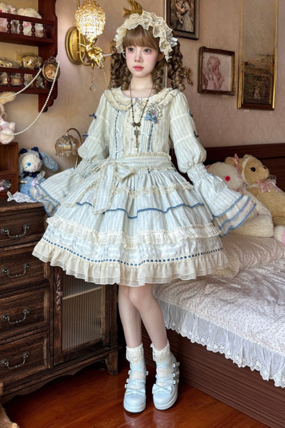 アクアドールロリータドレス+ヘアバンド+リボン