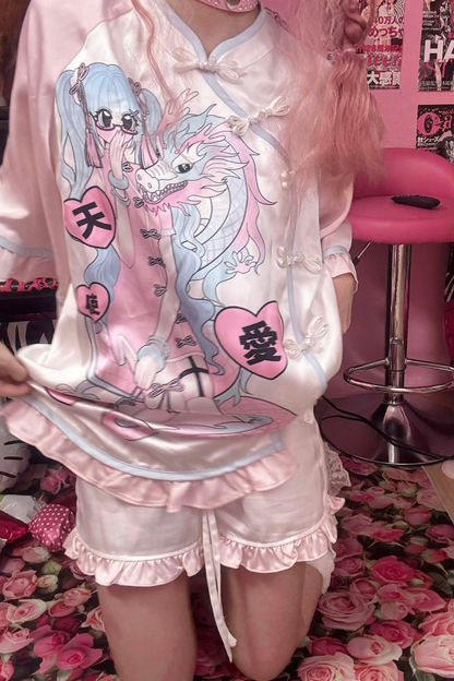 夢愛天使サブカルチャイナTシャツ+ショートパンツ