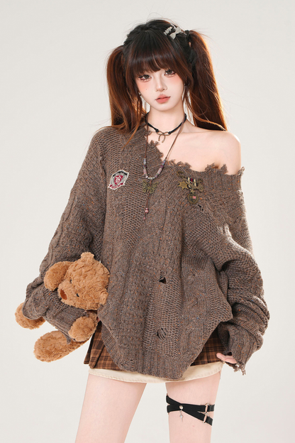 コールドティーニットブイネックセーター