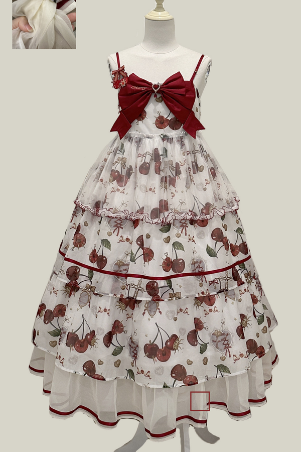 Retro Antique Cherry Sweet Lolita Dress + Jumper Skirt