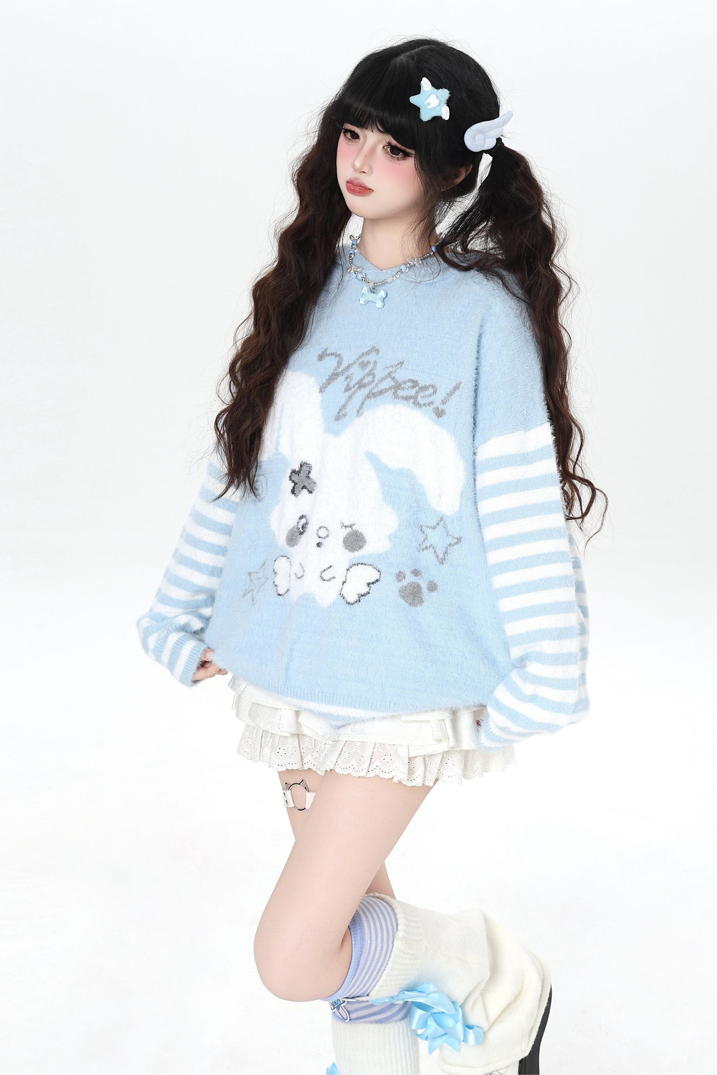 バニーボーダーフードニット