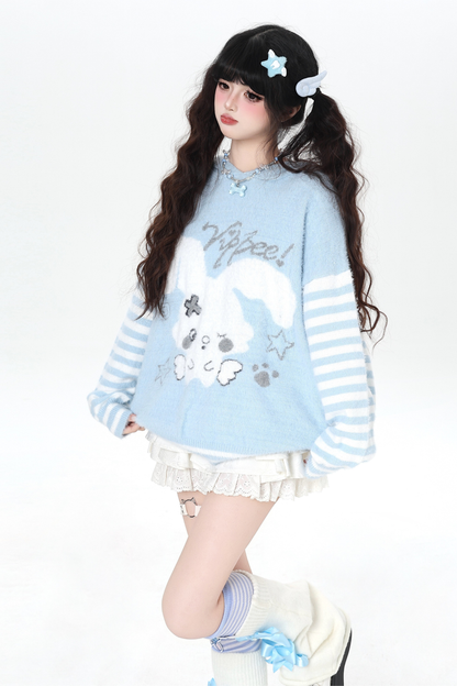 バニーボーダーフードニット