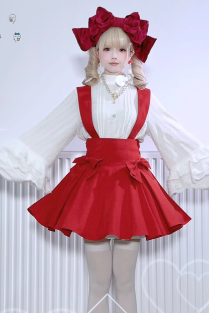 Retro Lace Shirt + Suspender Skirt