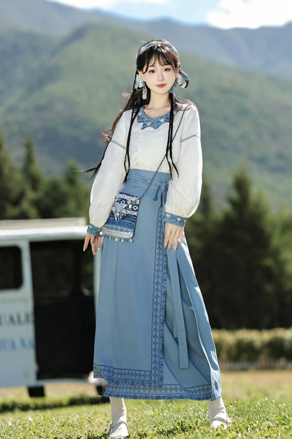 Weiyan Hulan ethnic vest + top + skirt + shoulder bag