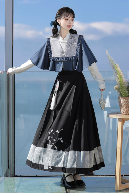 Train Book Fragrance China Top + Shawl + Skirt