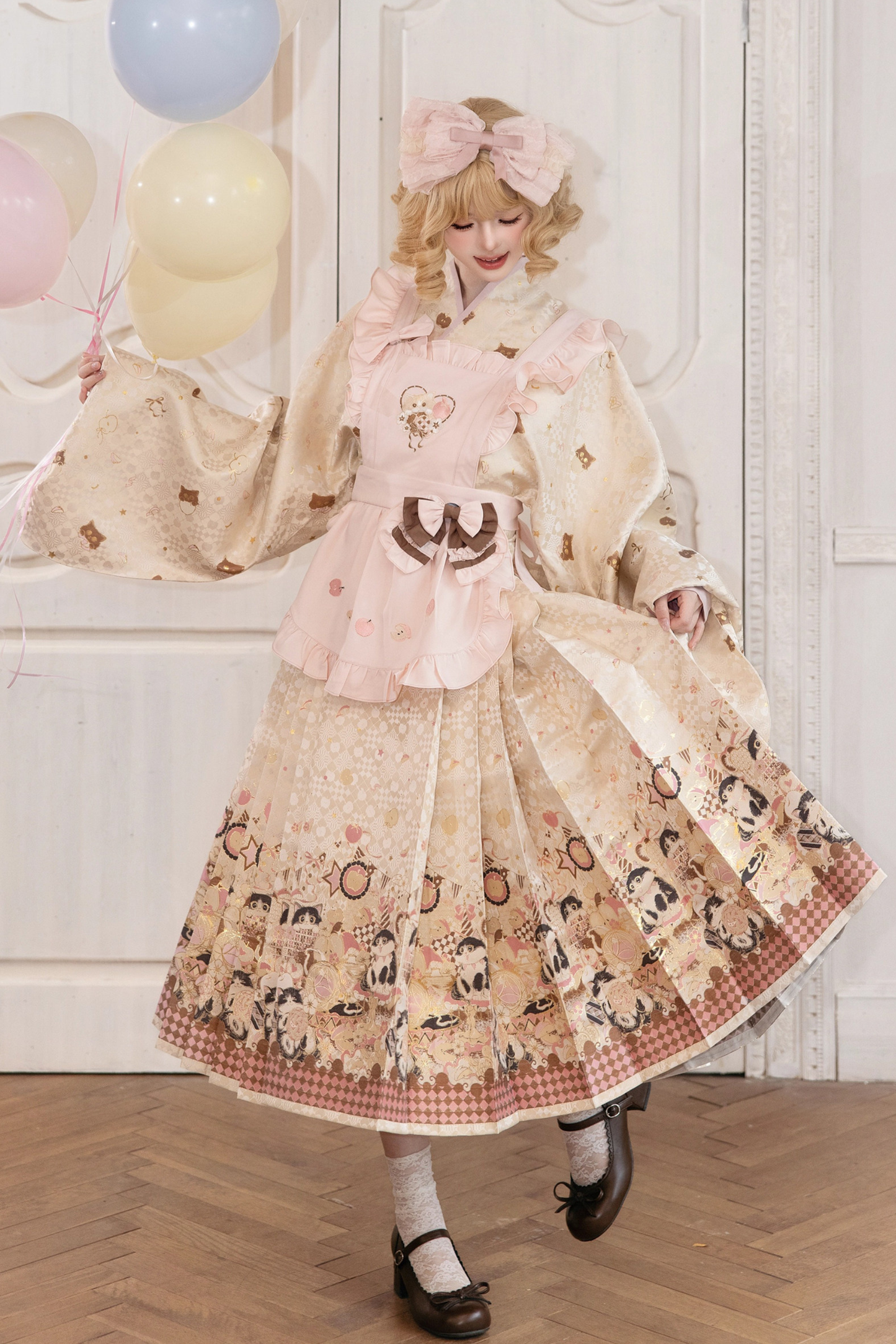 中國風甜美馬戲團圍裙+上衣+裙子+夾子