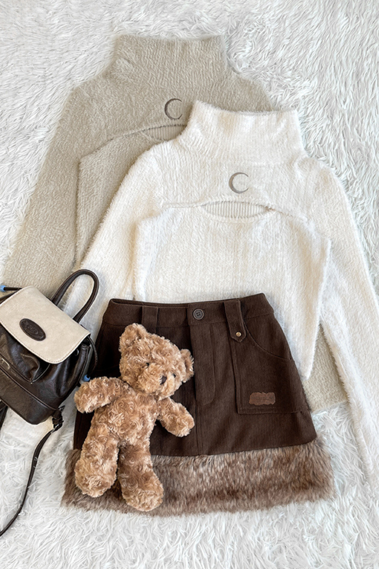 イミテーションミンクスリムニット