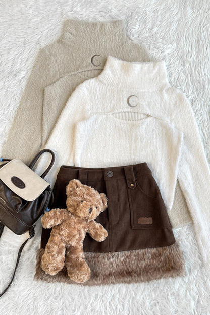 イミテーションミンクスリムニット