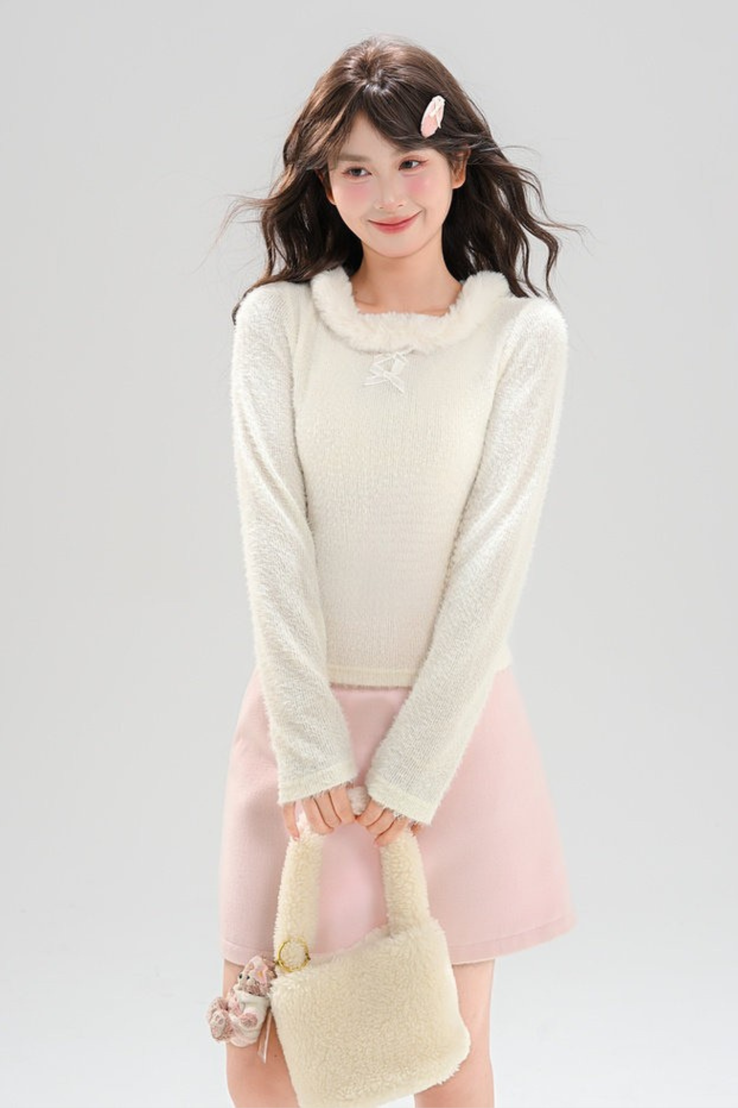 スイートリボンファーニットトップス