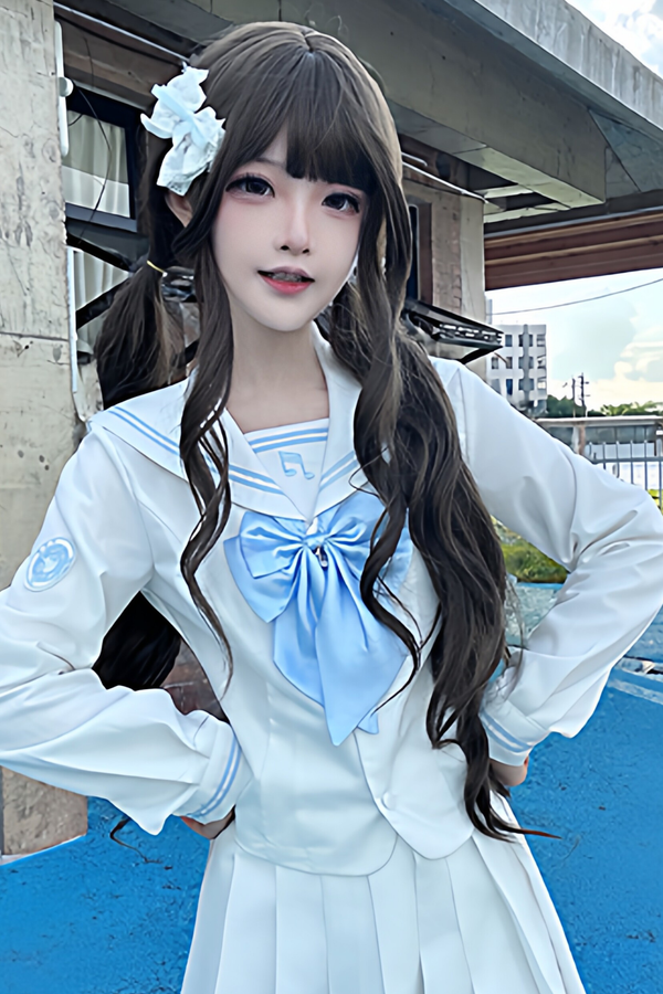Long Sleeve Sailor Top + Skirt + Ribbon