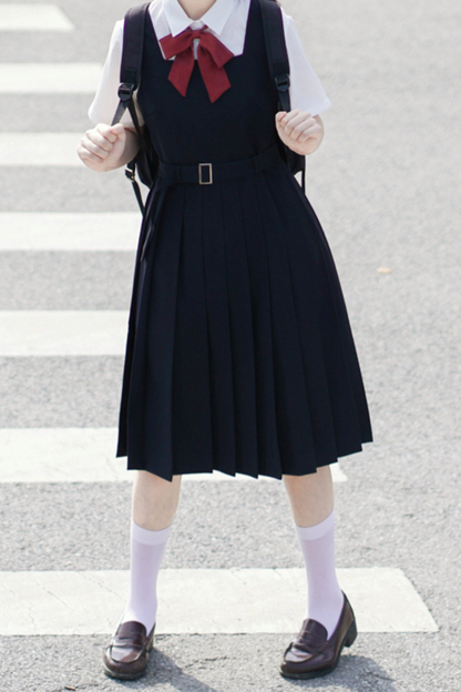 Retro College Plissee-Westenkleid