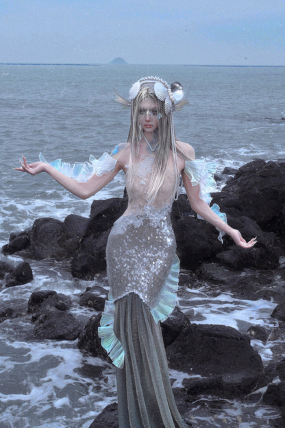 [Pre-order] Mermaid Seaside Dress + Sequined Shawl