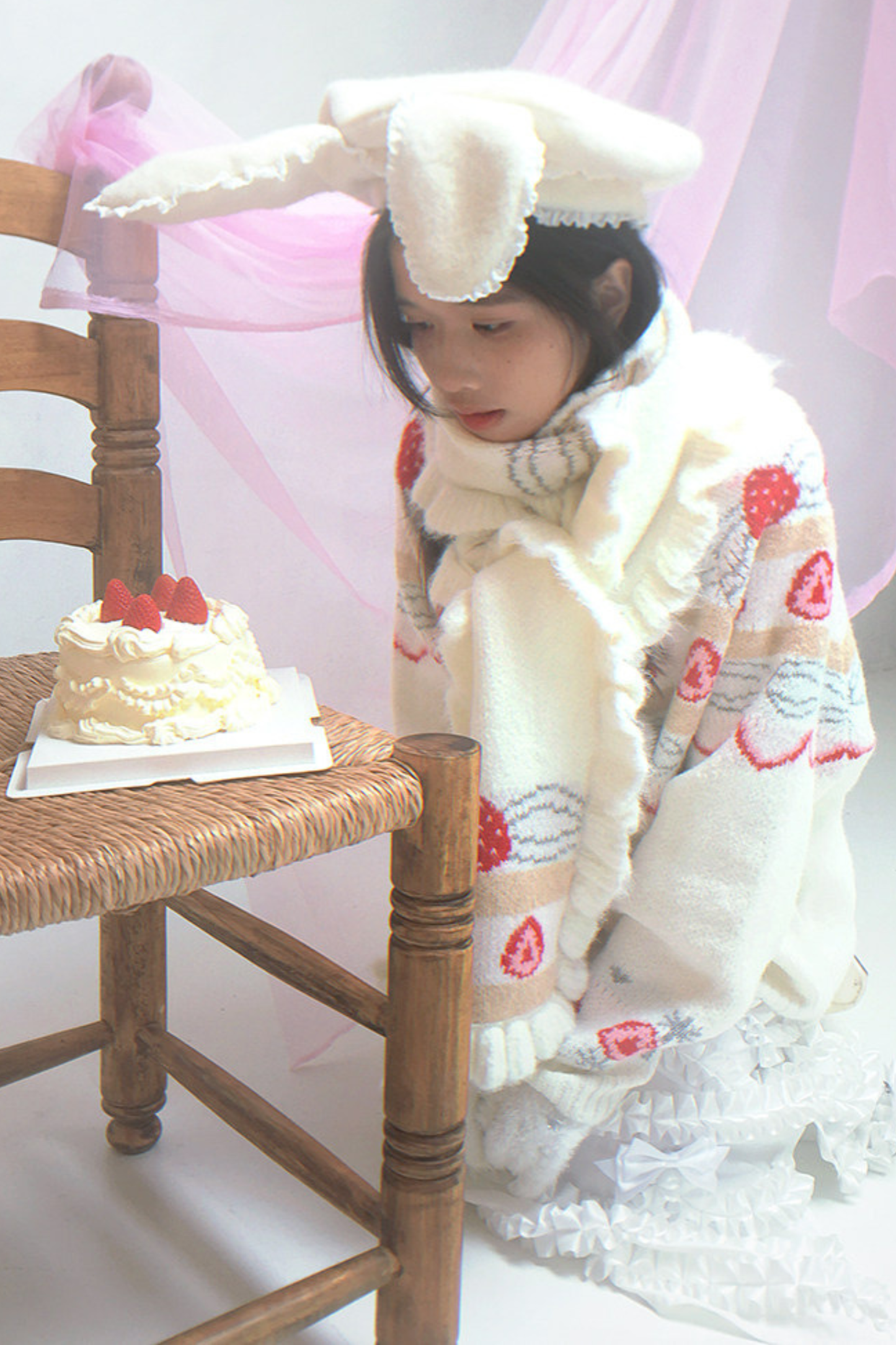 Strawberry Cake Mohair Cardigan