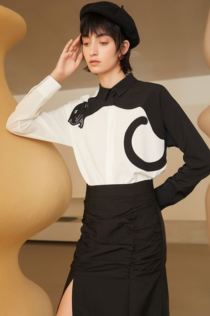 ヒョウ柄スリムフィットシャツ