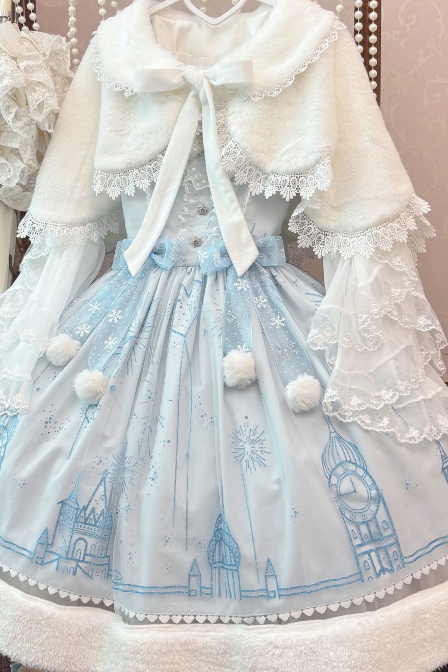 スノーフレークキャッスルロリータドレス+ケープ+トップス