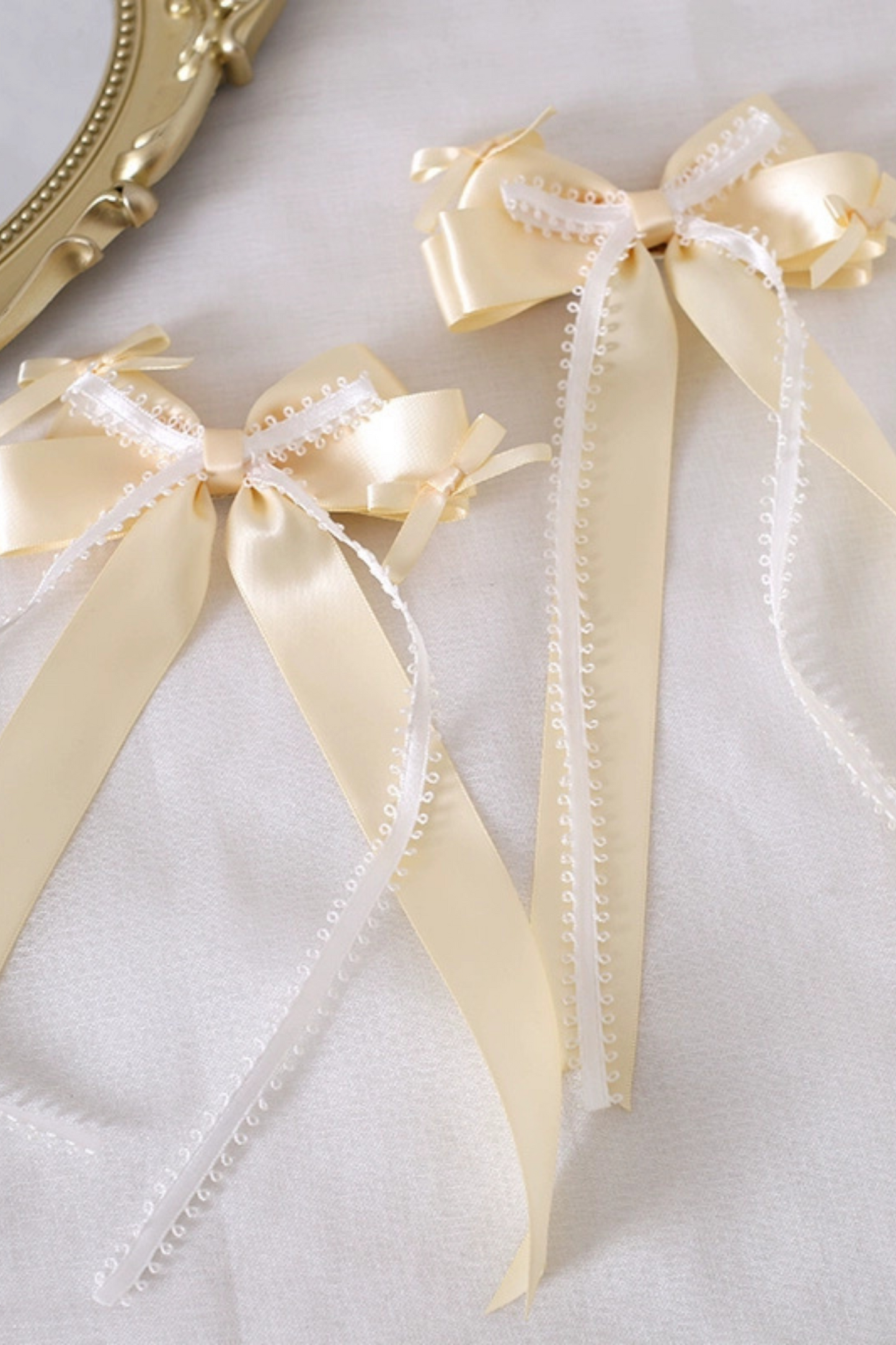 Milk Yellow Silk Satin Ballet Lolita Hair Accessories
